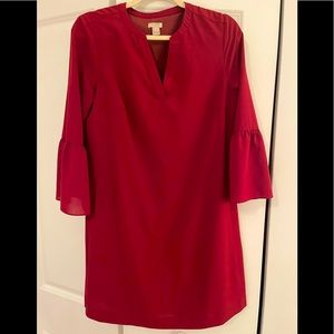 Jcrew women’s shift dress with bell sleeves burgundy